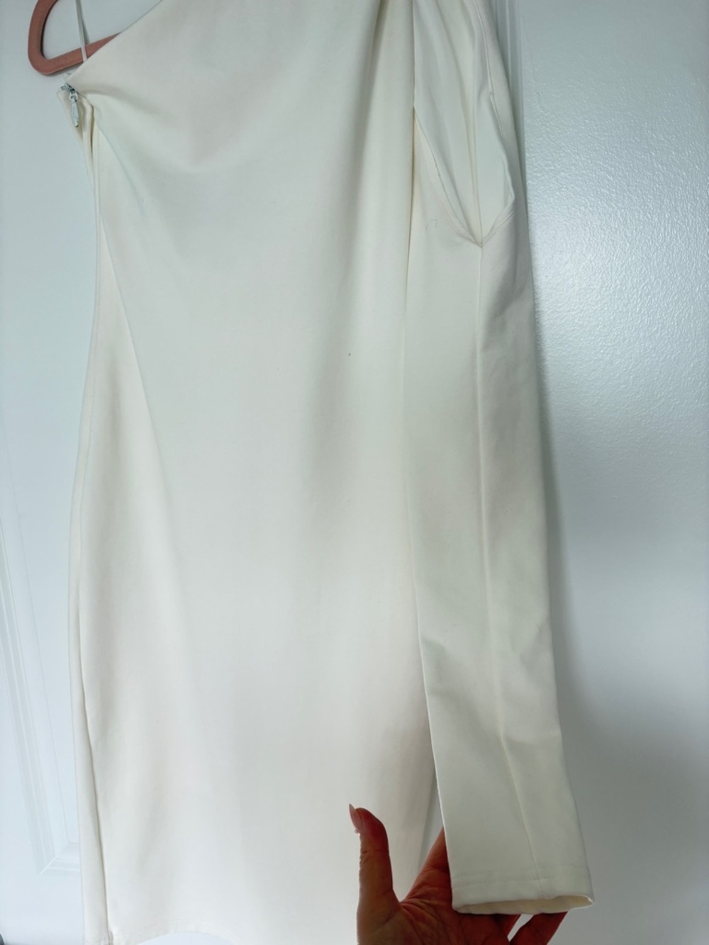 Aliava sz M Dasha one-shoulder Modern Midi Dress off-white cream Bodycon stretch - Picture 5 of 9